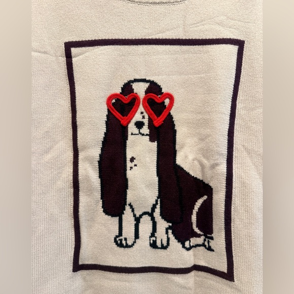 NWT Anthropologie Flat White Size Small Crew-Neck Dog Icon Sweater - Picture 9 of 16